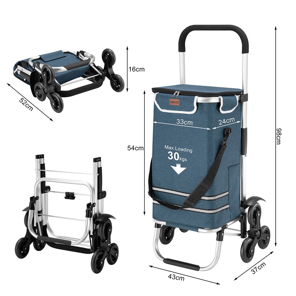 Carrello Spesa Montascale 56L Blu Borsa Termica Trolley Portaspesa con Tracolla in Trolley per la spesa Esplodia - Napoli, commercioVirtuoso.it