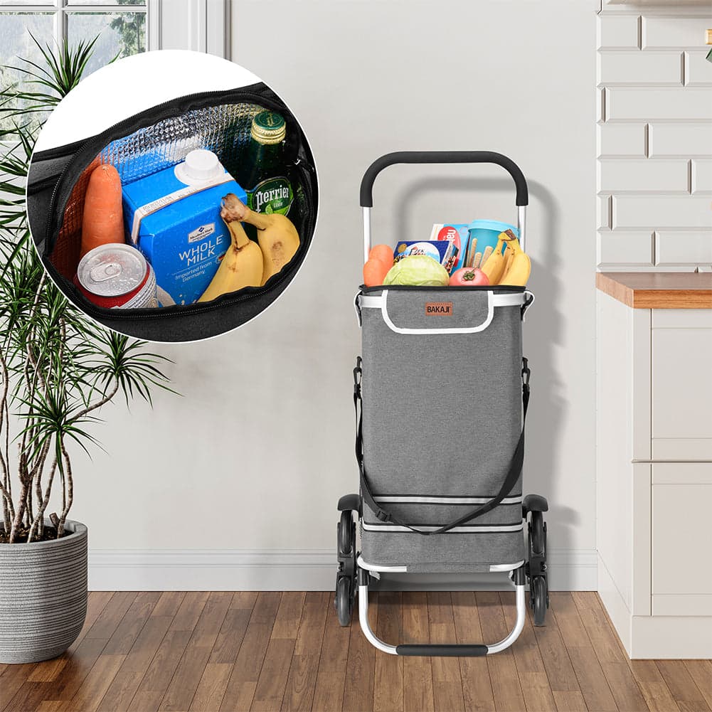 Carrello Spesa Montascale 56L Grigio Borsa Termica Trolley Portaspesa e Tracolla in Trolley per la spesa Esplodia - Napoli, commercioVirtuoso.it