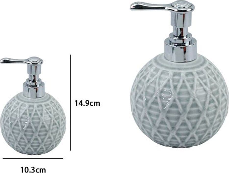 DISPENSER SAPONE LIQUIDO SFERA GRIGIO EFFETTO RETE ACCESSORI ARREDO BAGNO 79278 in Dosatori per sapone liquido Trade Shop italia - Napoli, commercioVirtuoso.it