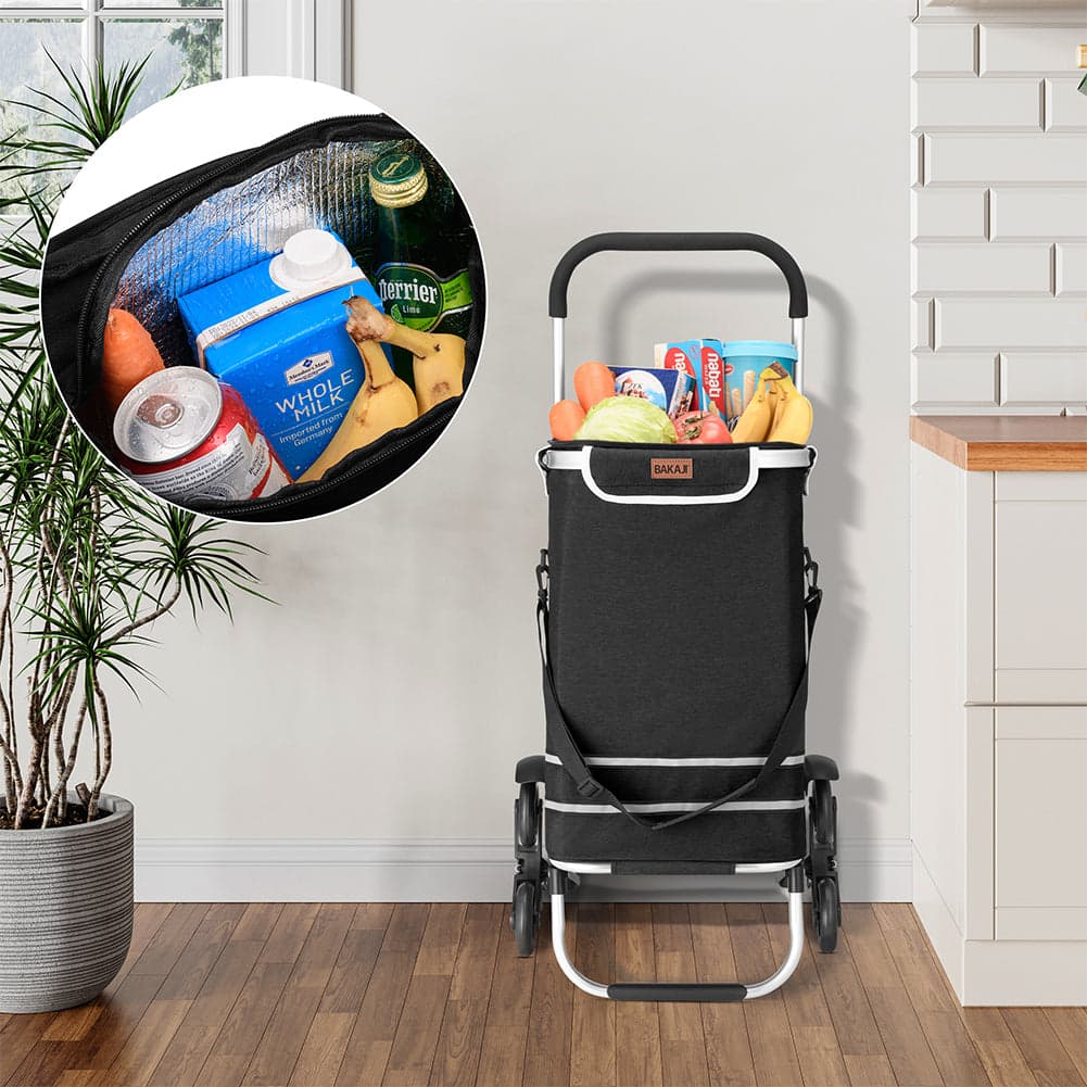 Carrello Spesa Montascale 50L Pieghevole con Borsa Termica Impermeabile 6 Ruote Nero in Trolley per la spesa Danyx - Casoria, commercioVirtuoso.it