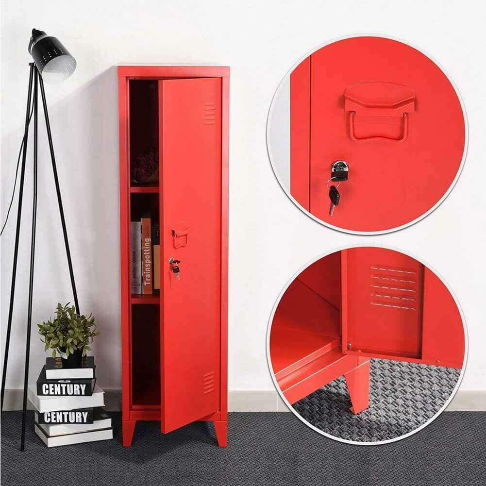 Armadietto Spogliatoio in Metallo con Chiave 1 Anta 3 Scomparti 138x38,5x38,5 Rosso in Armadi Danyx - Casoria, commercioVirtuoso.it