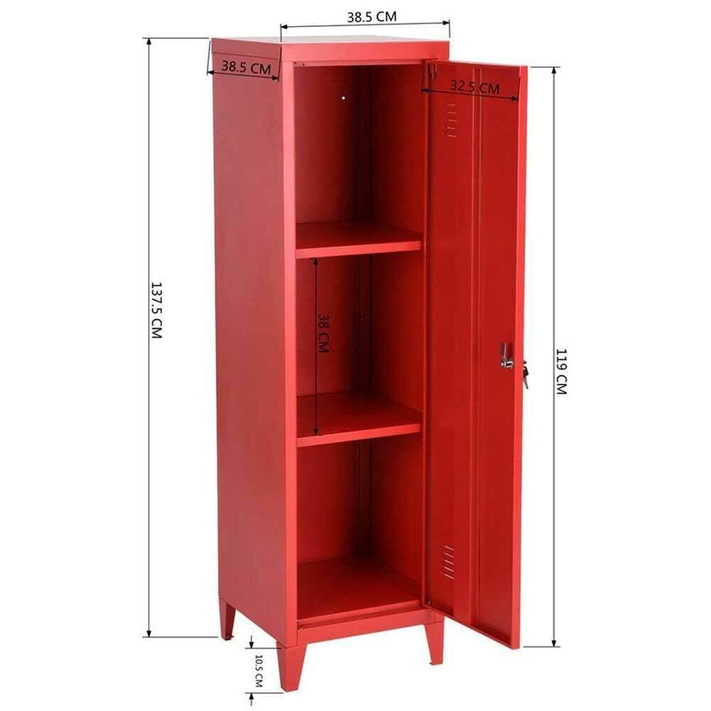 Armadietto Spogliatoio in Metallo con Chiave 1 Anta 3 Scomparti 138x38,5x38,5 Rosso in Armadi Danyx - Casoria, commercioVirtuoso.it