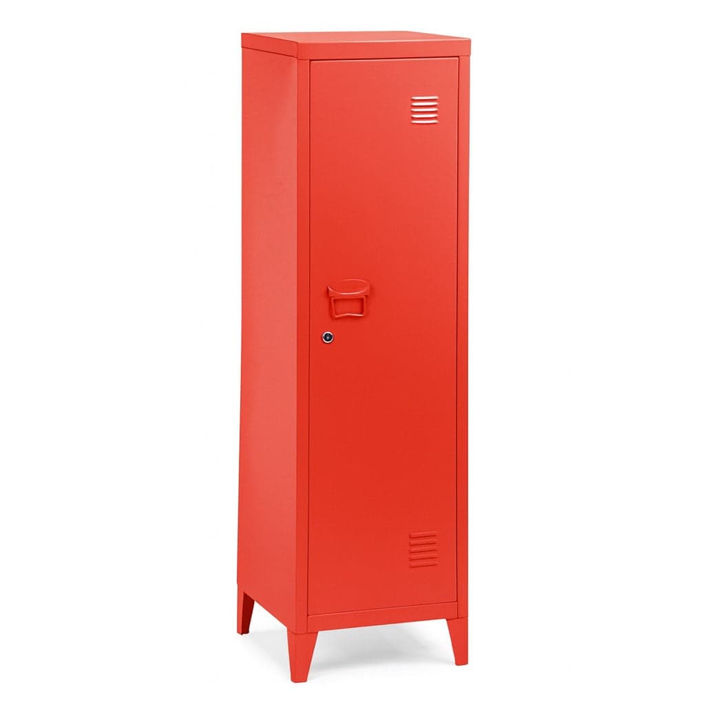 Armadietto Spogliatoio in Metallo con Chiave 1 Anta 3 Scomparti 138x38,5x38,5 Rosso