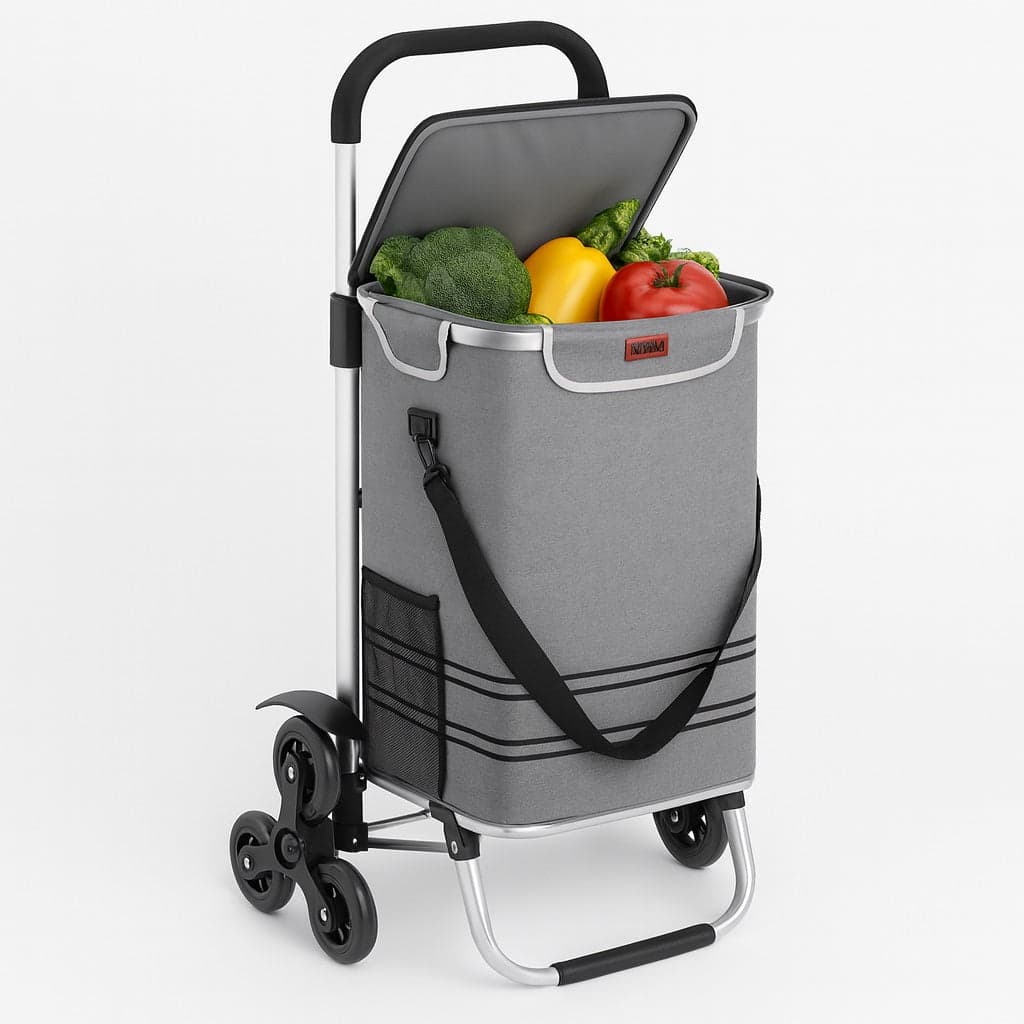 Carrello Spesa Montascale 50L Pieghevole con Borsa Termica Impermeabile 6 Ruote Grigio in Trolley per la spesa Danyx - Casoria, commercioVirtuoso.it
