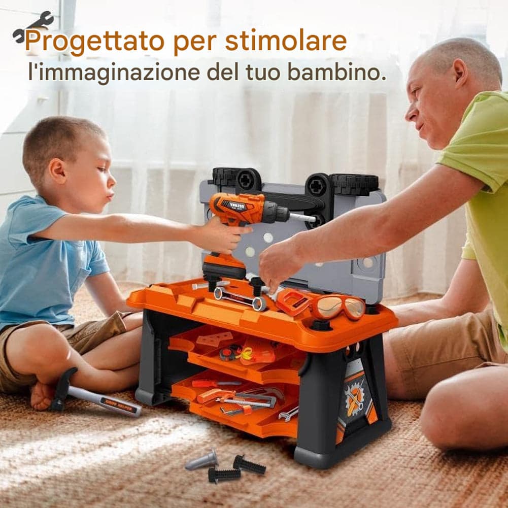 Banco Attrezzi per Bambini 2 in 1 65 Pz Valigetta Trapano Elettrico Idea Regalo in Attrezzi da lavoro Esplodia - Napoli, commercioVirtuoso.it