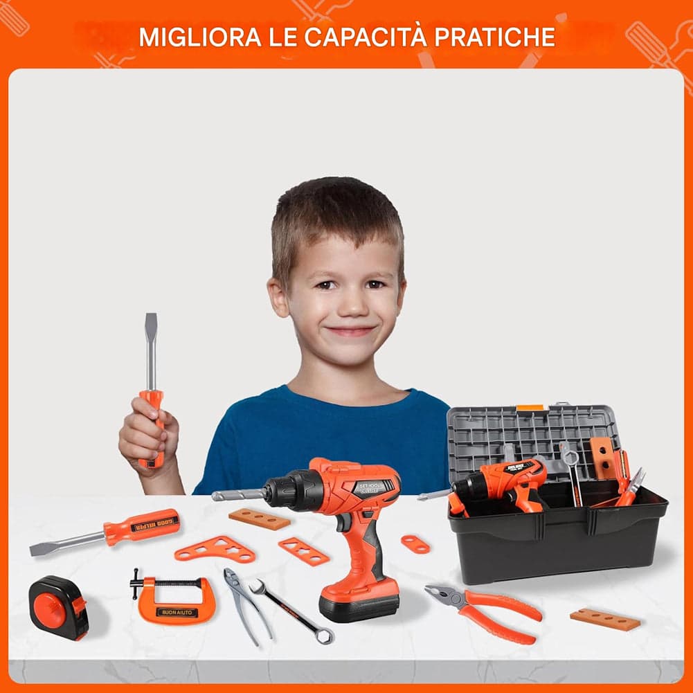 Cassetta 36 Attrezzi per Bambini con Trapano Elettrico Giocattolo Idea Regalo in Attrezzi da lavoro Esplodia - Napoli, commercioVirtuoso.it