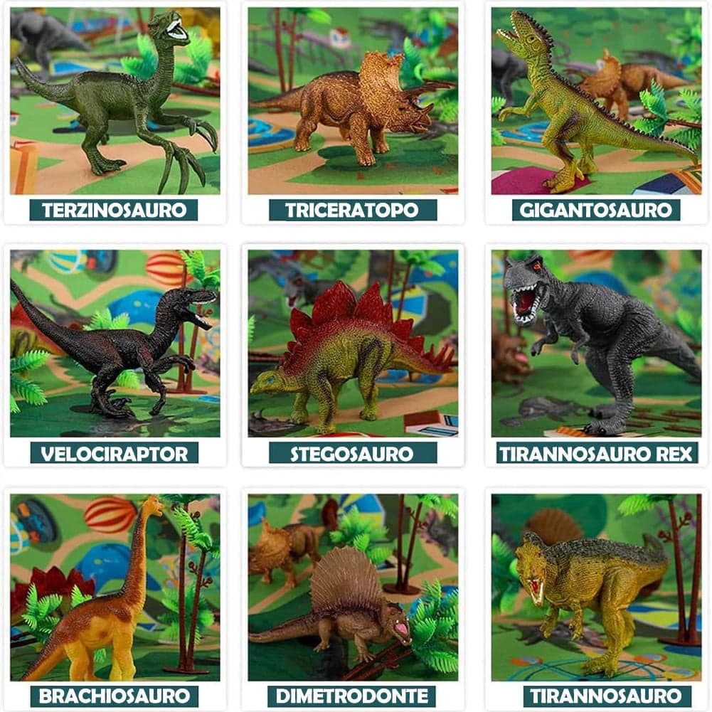 Playset Dinosauri 15 Pezzi con Custodia e Tappetino Dino T-Rex Idea Regalo in Dinosauri e creature preistoriche Esplodia - Napoli, commercioVirtuoso.it