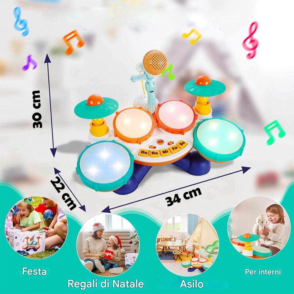 Batteria Giocattolo Luminoso e Microfono per Bambini Tamburo Musicale Idea Regalo in Tamburi e percussioni Esplodia - Napoli, commercioVirtuoso.it