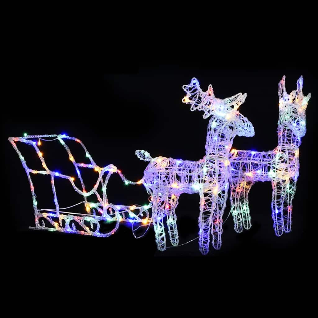 Renne e Slitta 160 LED Multicolore 130 cm in Acrilico con USB per Esterni in Oggettistica Esplodia - Napoli, commercioVirtuoso.it