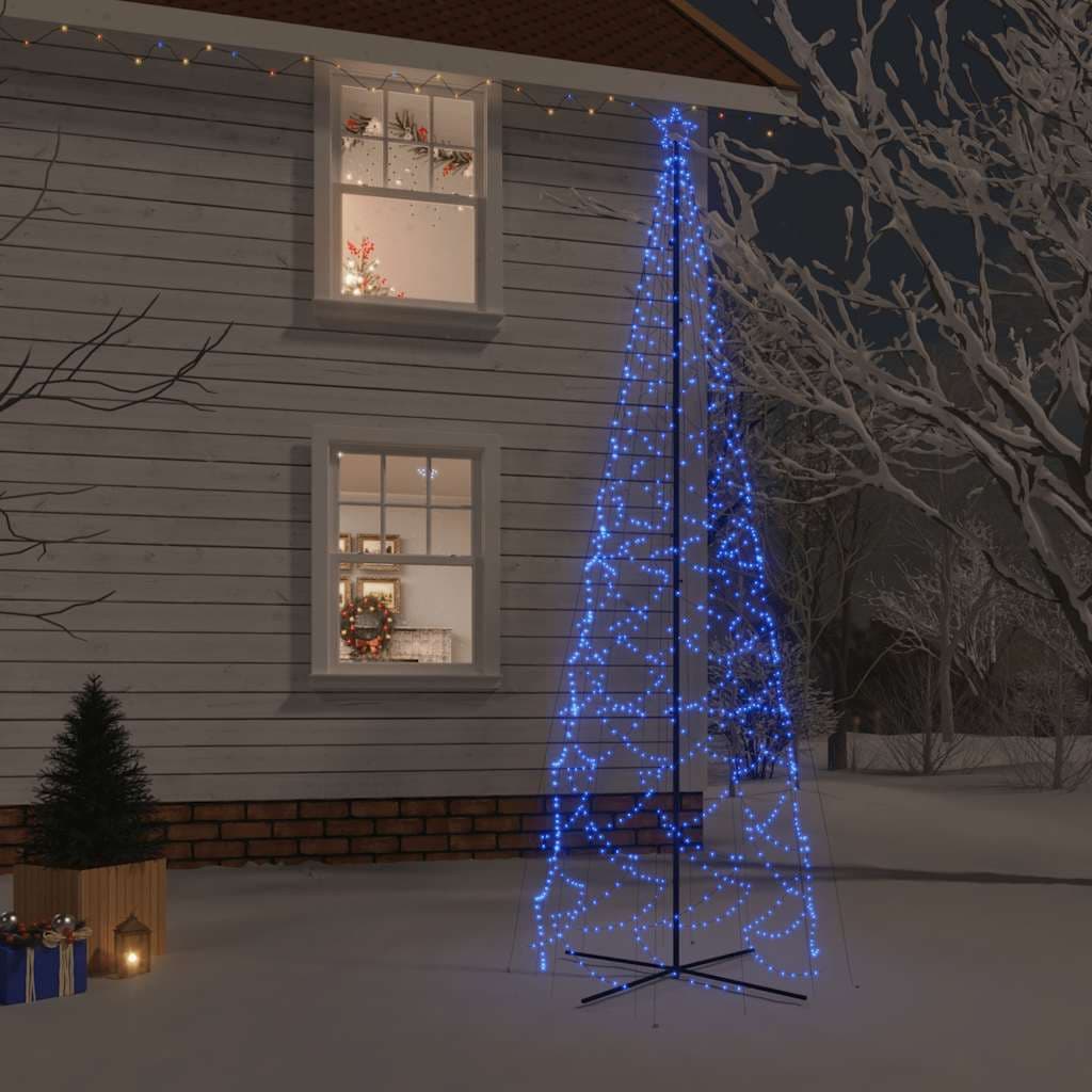 Albero di Natale a Cono 500 cm con 1400 LED Blu e 8 Effetti Luminosi Zig Zag