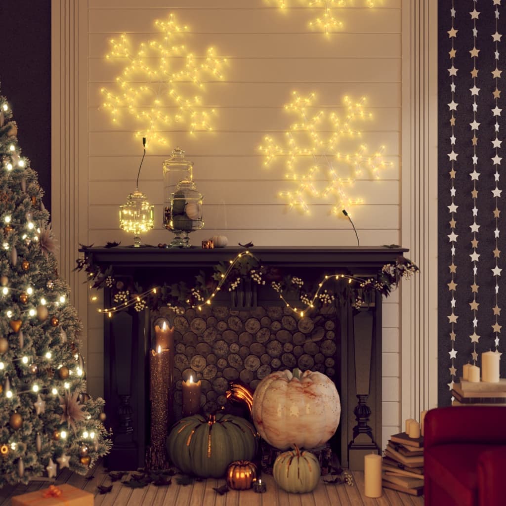 Fiocco di Neve 144 LED Figura Natalizia Bianco Caldo 59x59 cm per Esterni