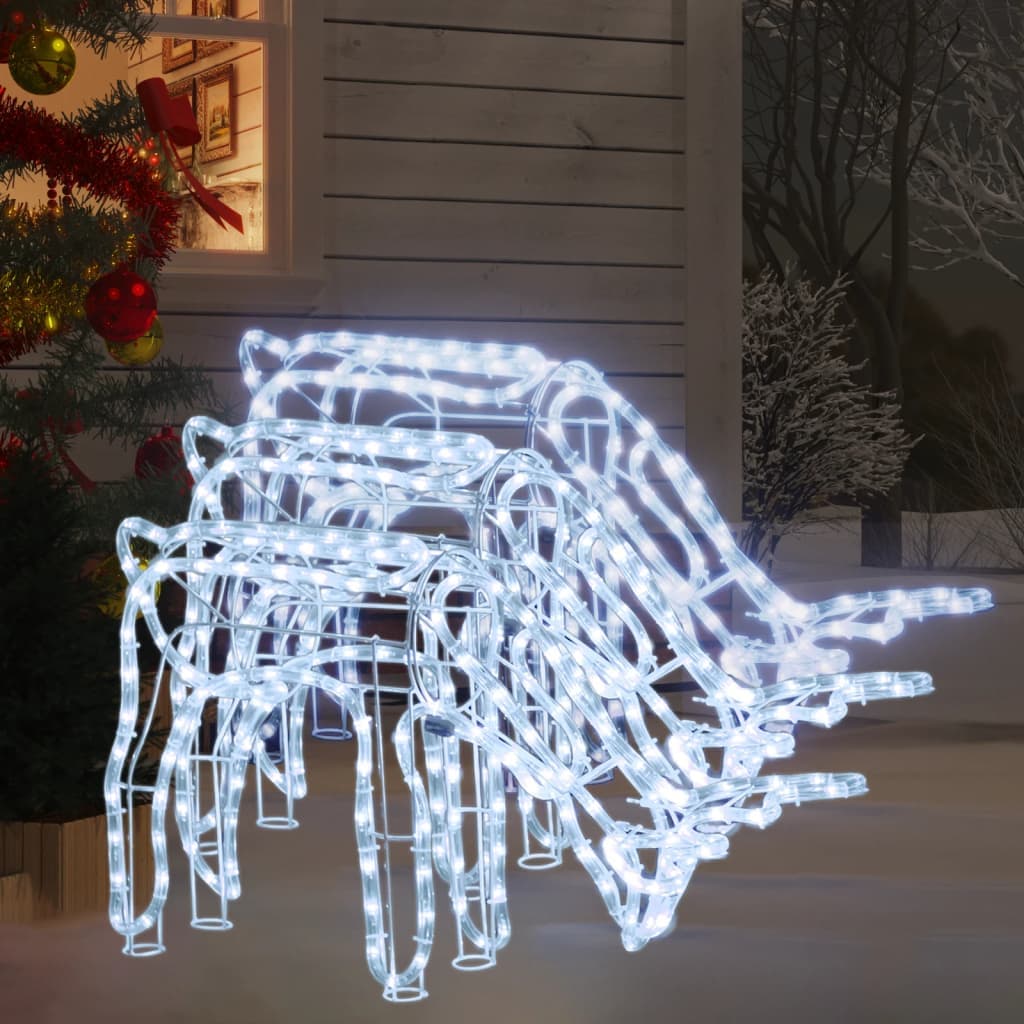 Renne 3 pz Figure Natalizie 144 LED Bianco Freddo 73x31x45 cm per Esterni