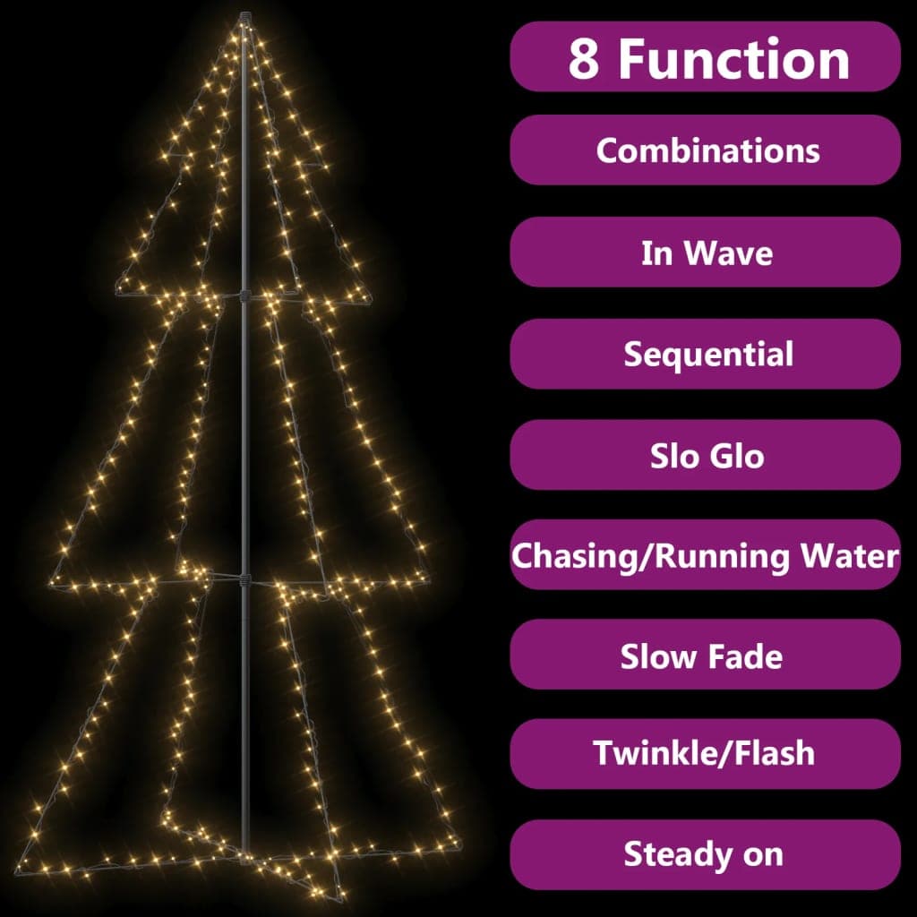 Albero di Natale a Cono 300 LED per Interni Esterni 120x220 cm in Catene luminose Esplodia - Napoli, commercioVirtuoso.it
