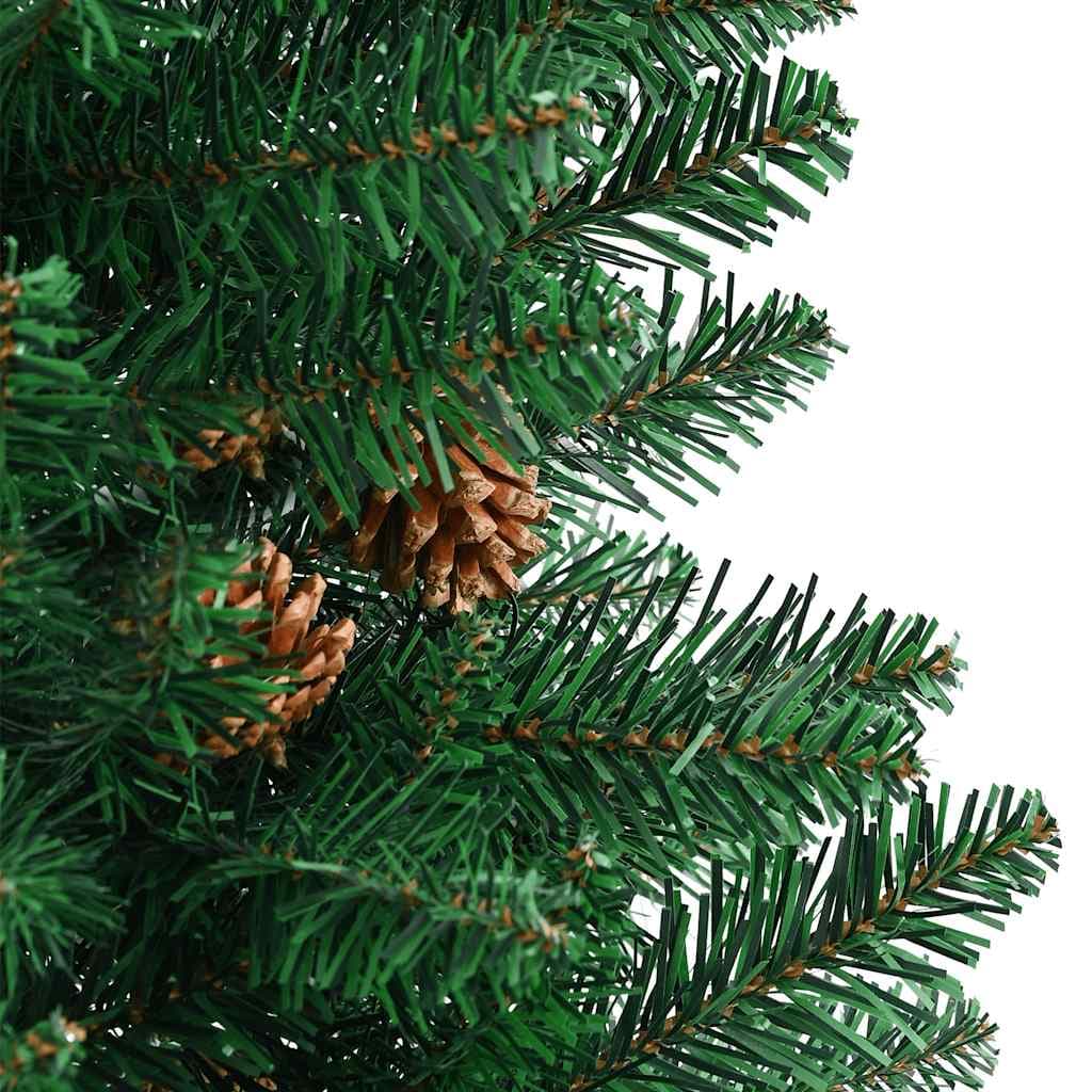 Albero di Natale Sottile 150 cm Verde in PVC con Legno Vero e Pigne Naturali in Alberi di natale artificiali Esplodia - Napoli, commercioVirtuoso.it