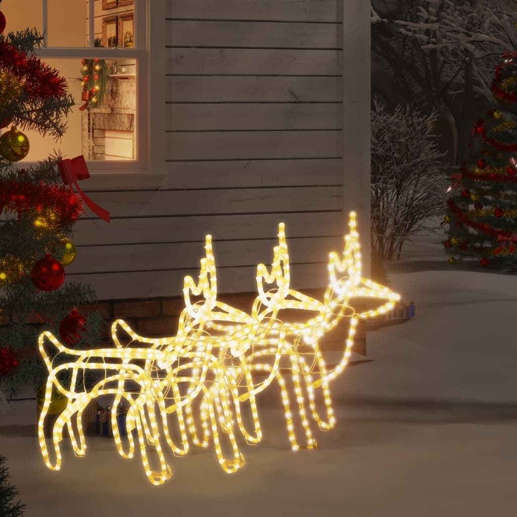 Renne 3 Pz con Luci LED Bianco Caldo Figure Natalizie  60x30x60 cm per Esterni