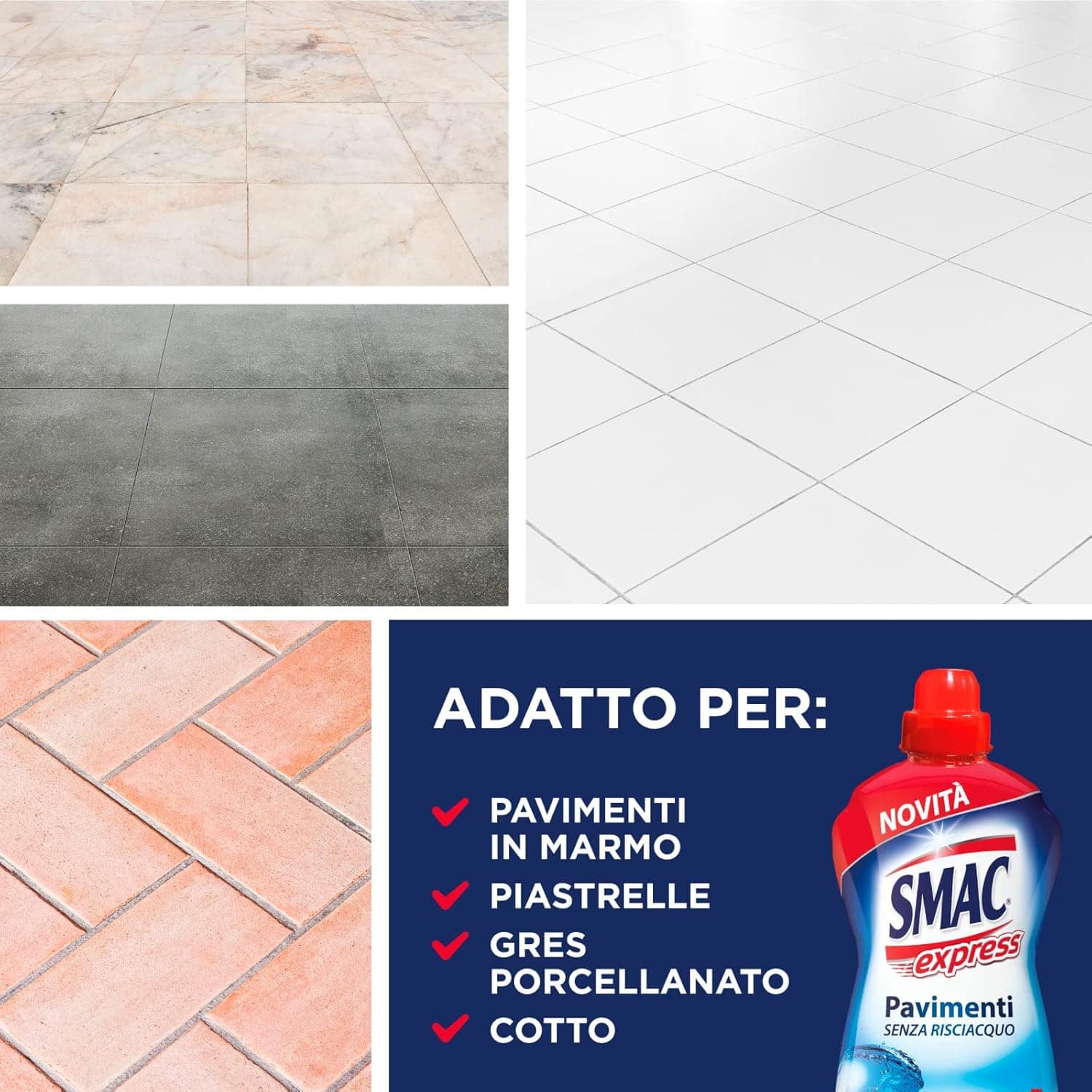6 X Smac Express Pavimenti 1 LT Senza Risciacquo Freschezza Intensa in Detergenti multiuso Esplodia - Napoli, commercioVirtuoso.it