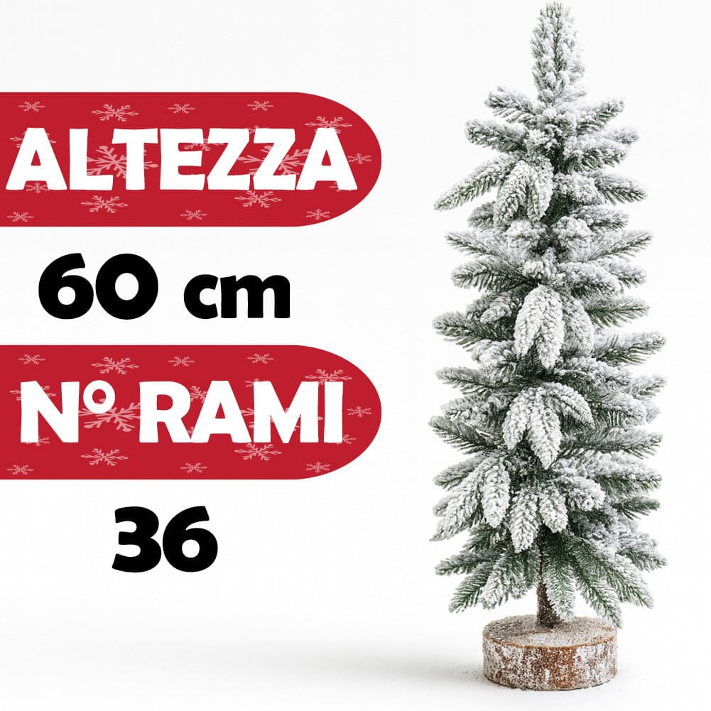 Albero di Natale Innevato 60cm con 36 Rami e Neve Effetto Realistico Base Tronco in Alberi di natale artificiali Esplodia - Napoli, commercioVirtuoso.it