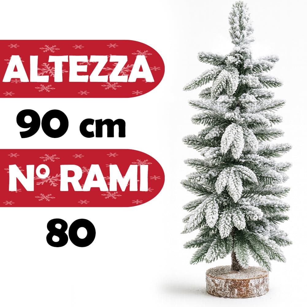 Albero di Natale Innevato 90cm con 80 Rami e Neve Effetto Realistico Base Tronco in Alberi di natale artificiali Esplodia - Napoli, commercioVirtuoso.it