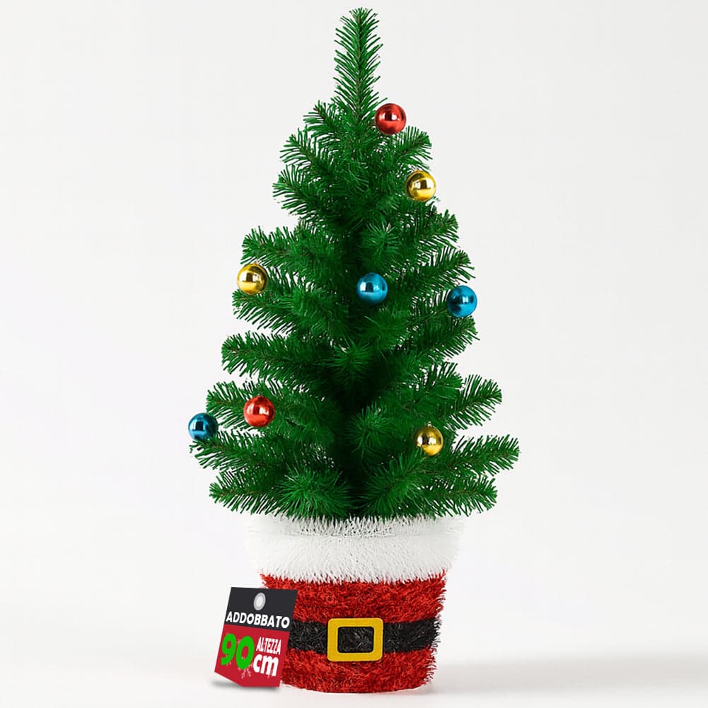 Albero di Natale in Filo 90 cm Palline Natalizie Alberello Natalizio Addobbato