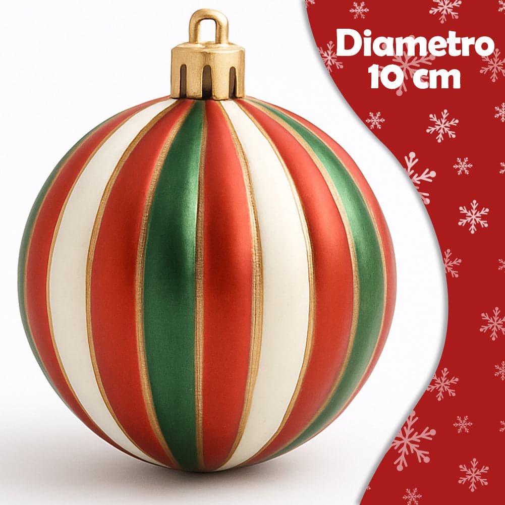 Box 8 Palline di Natale per Albero Sfere Natalizie Bianco Rosso e Verde da 10cm in Palle e palline Esplodia - Napoli, commercioVirtuoso.it