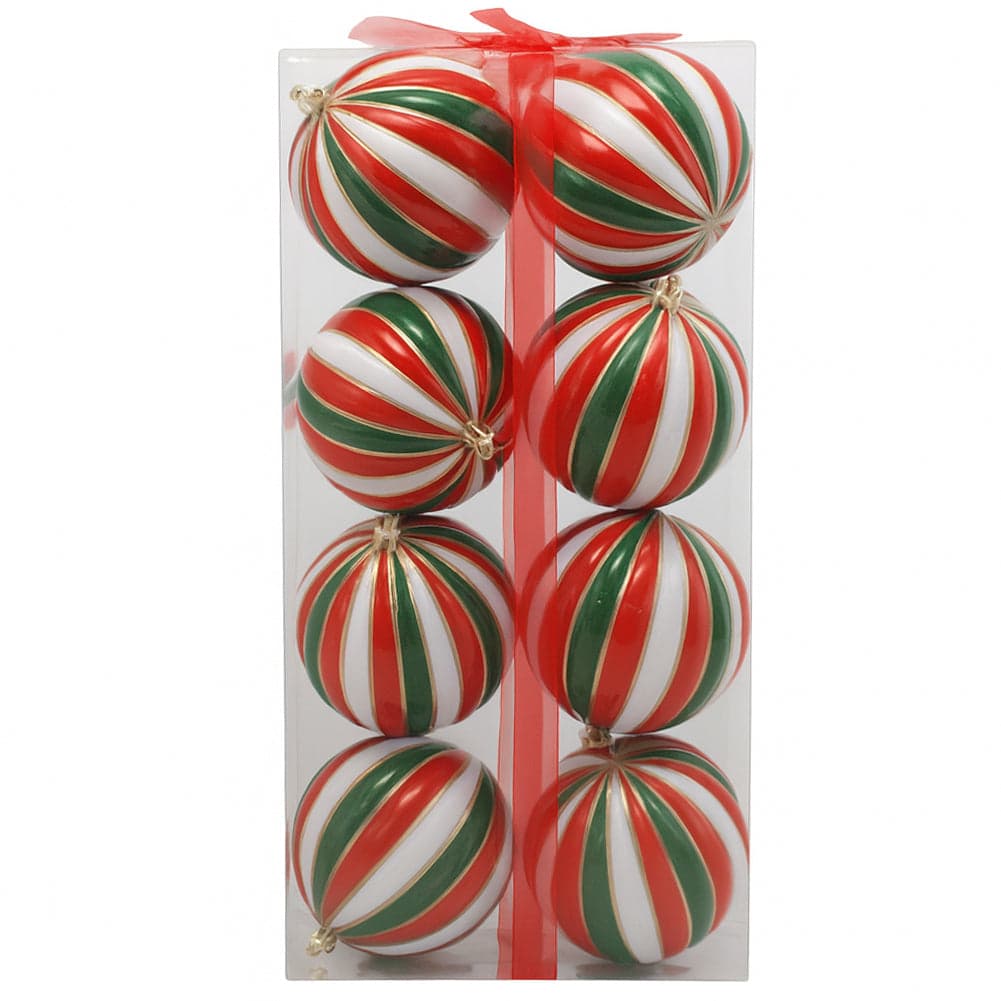 Box 8 Palline di Natale per Albero Sfere Natalizie Bianco Rosso e Verde da 10cm in Palle e palline Esplodia - Napoli, commercioVirtuoso.it