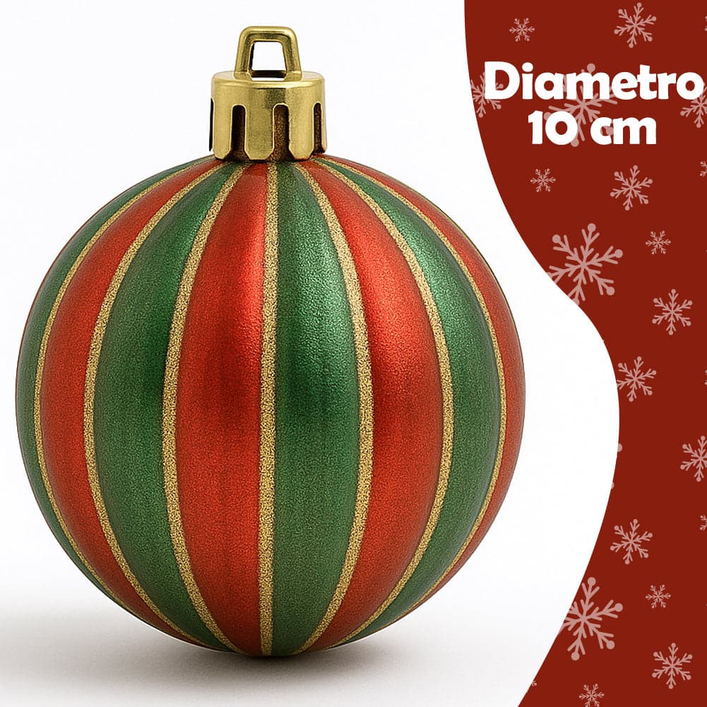 Box 8 Palline di Natale per Albero Sfere Natalizie Addobbo Rosso e Verde da 10cm in Palle e palline Esplodia - Napoli, commercioVirtuoso.it
