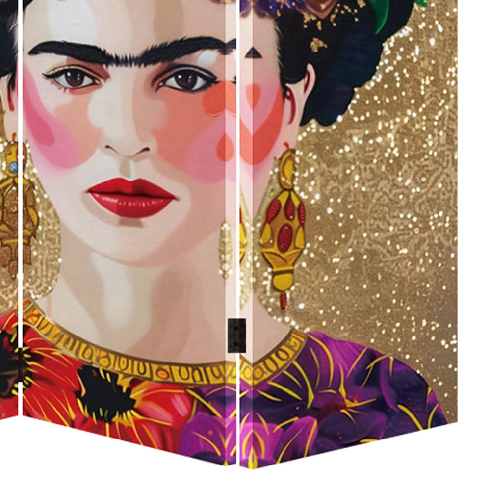 Paravento Separé 3 Pannelli Struttura Legno Divisorio con Frida Kahlo 180x120cm in Paraventi Esplodia - Napoli, commercioVirtuoso.it