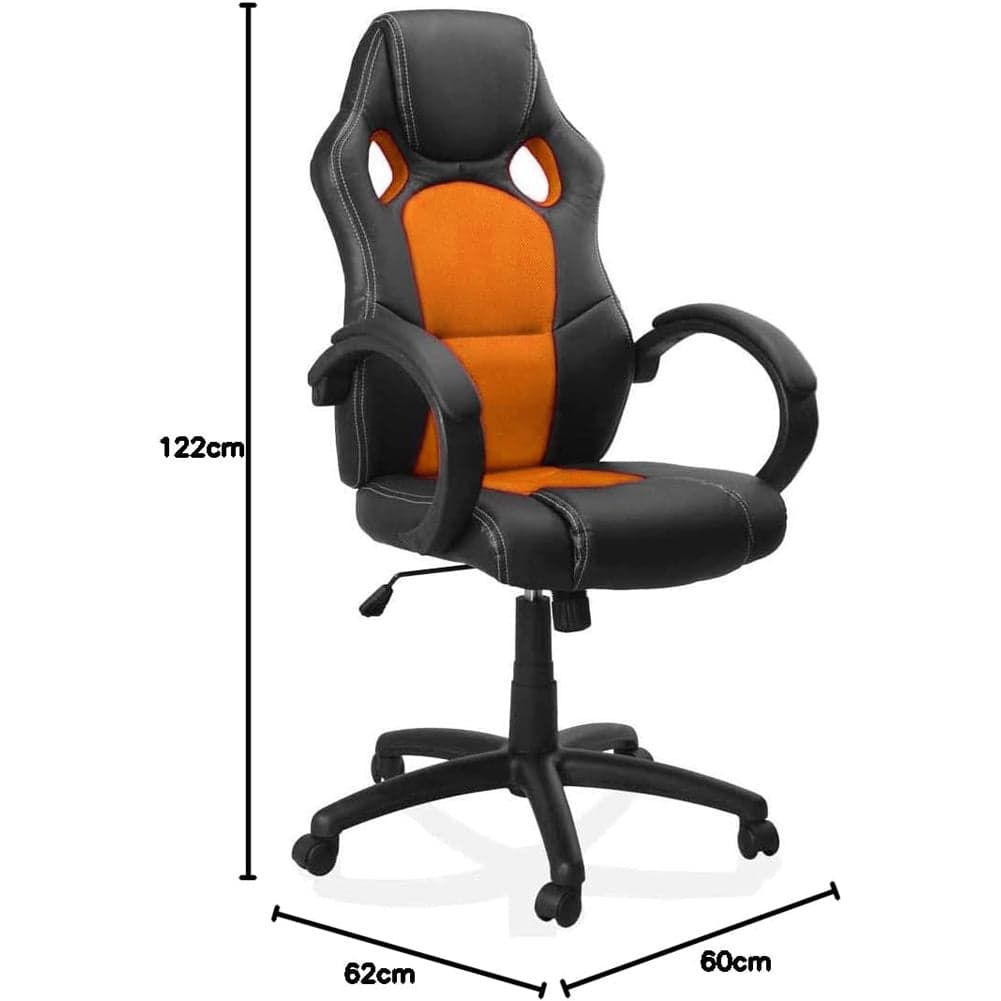 Sedia Poltrona Ufficio Direzionale Ruote Girevoli Sportiva Race Gaming Arancione in Sedie da scrivania Esplodia - Napoli, commercioVirtuoso.it