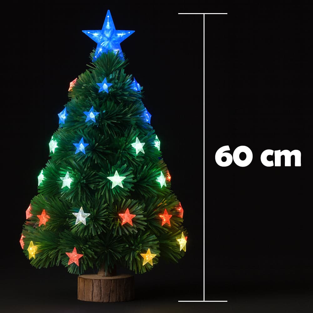 Albero di Natale 60 cm con Stelle Led Multicolore Base Tronco Natalizio Interno in Alberi di natale artificiali Danyx - Casoria, commercioVirtuoso.it