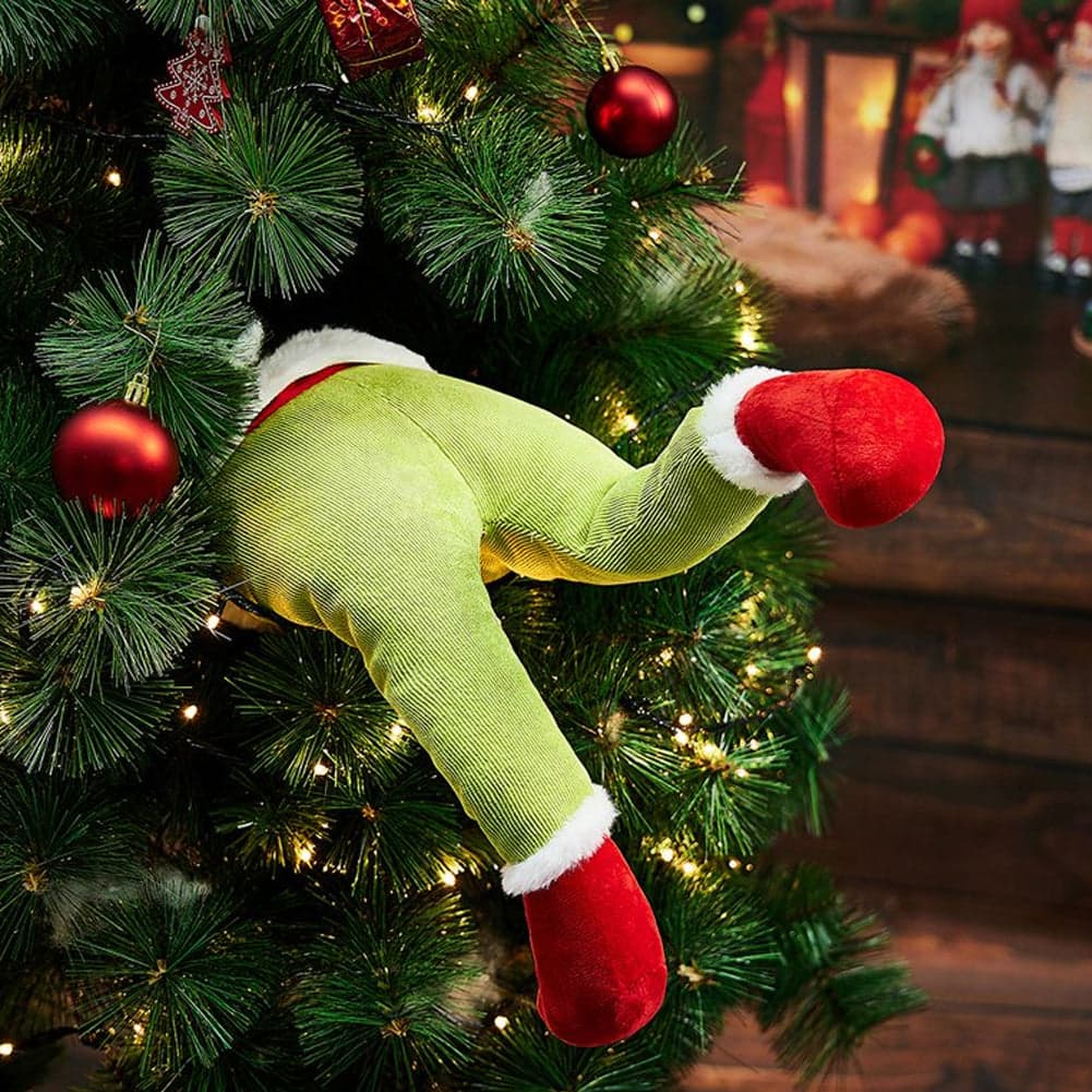 Decorazione Albero di Natale Gambe Elfo Ornamento Addobbo Natalizio 38x20cm