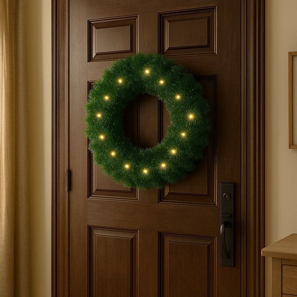 Corona Ghirlanda Natalizia Verde 40 cm con 30 LED Bianco Caldo per Addobbi in Ghirlande e corone Danyx - Casoria, commercioVirtuoso.it
