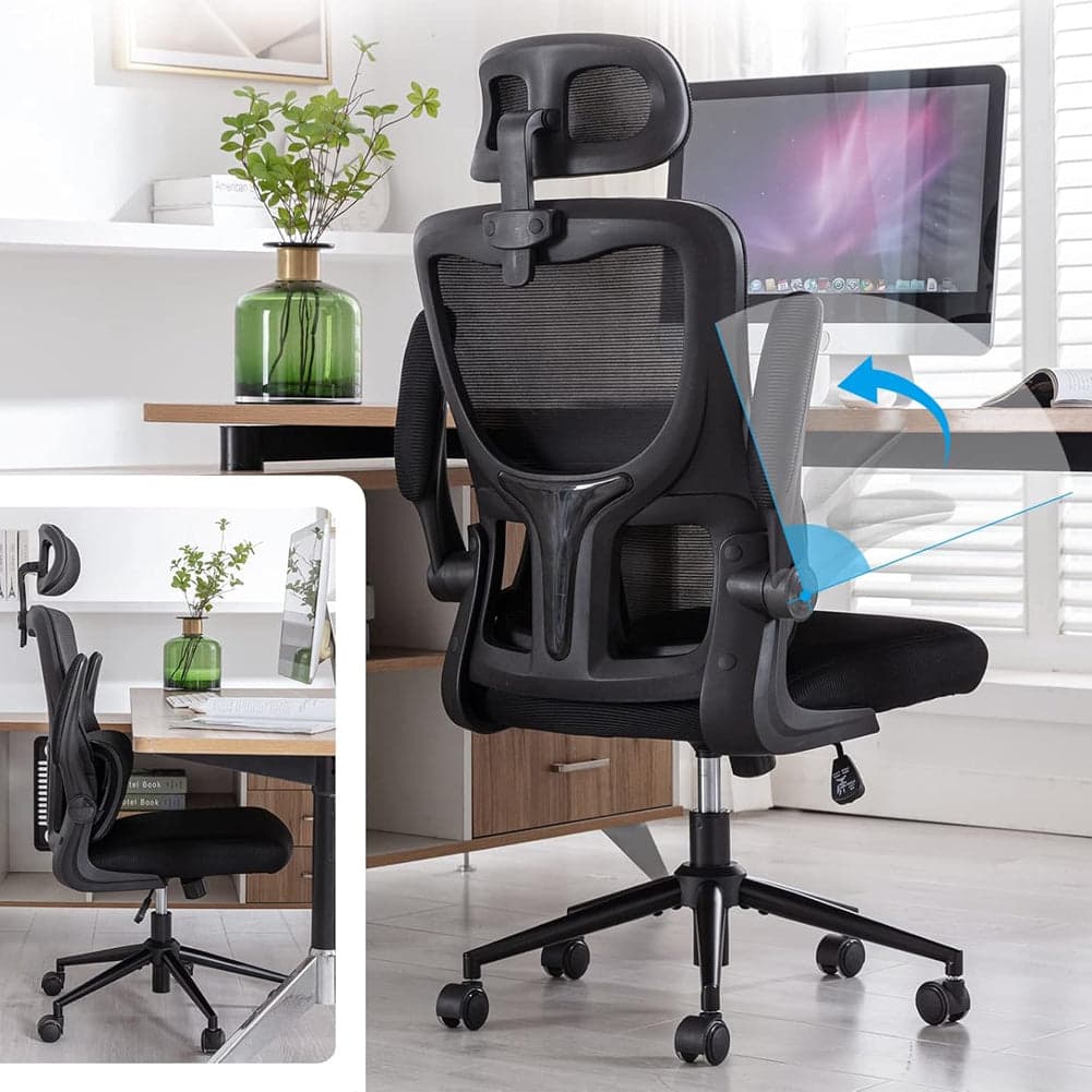 Sedia da Ufficio Ergonomica Nera Rete Traspirante Supporto Lombare e Poggiatesta in Sedie da scrivania Esplodia - Napoli, commercioVirtuoso.it