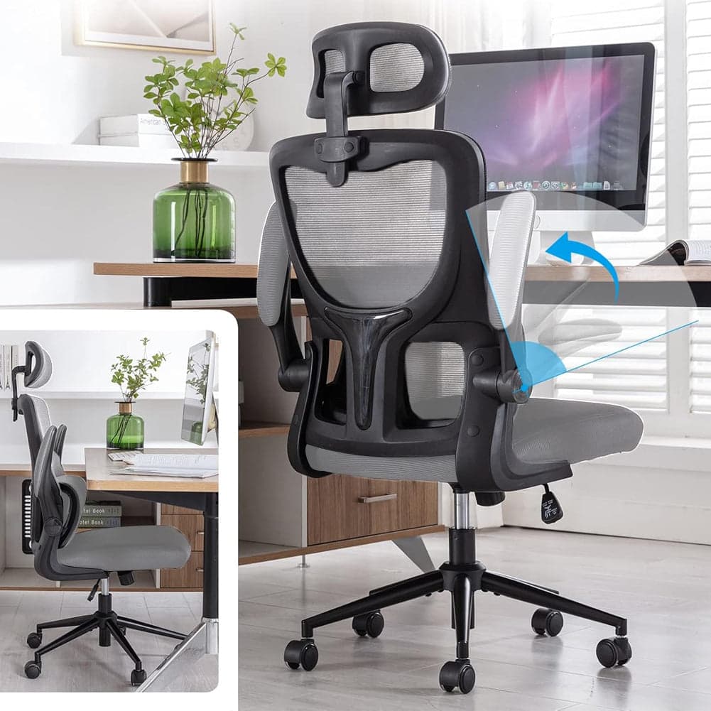 Sedia da Ufficio Ergonomica Grigio Rete Traspirante Supporto Lombare Poggiatesta in Sedie da scrivania Esplodia - Napoli, commercioVirtuoso.it