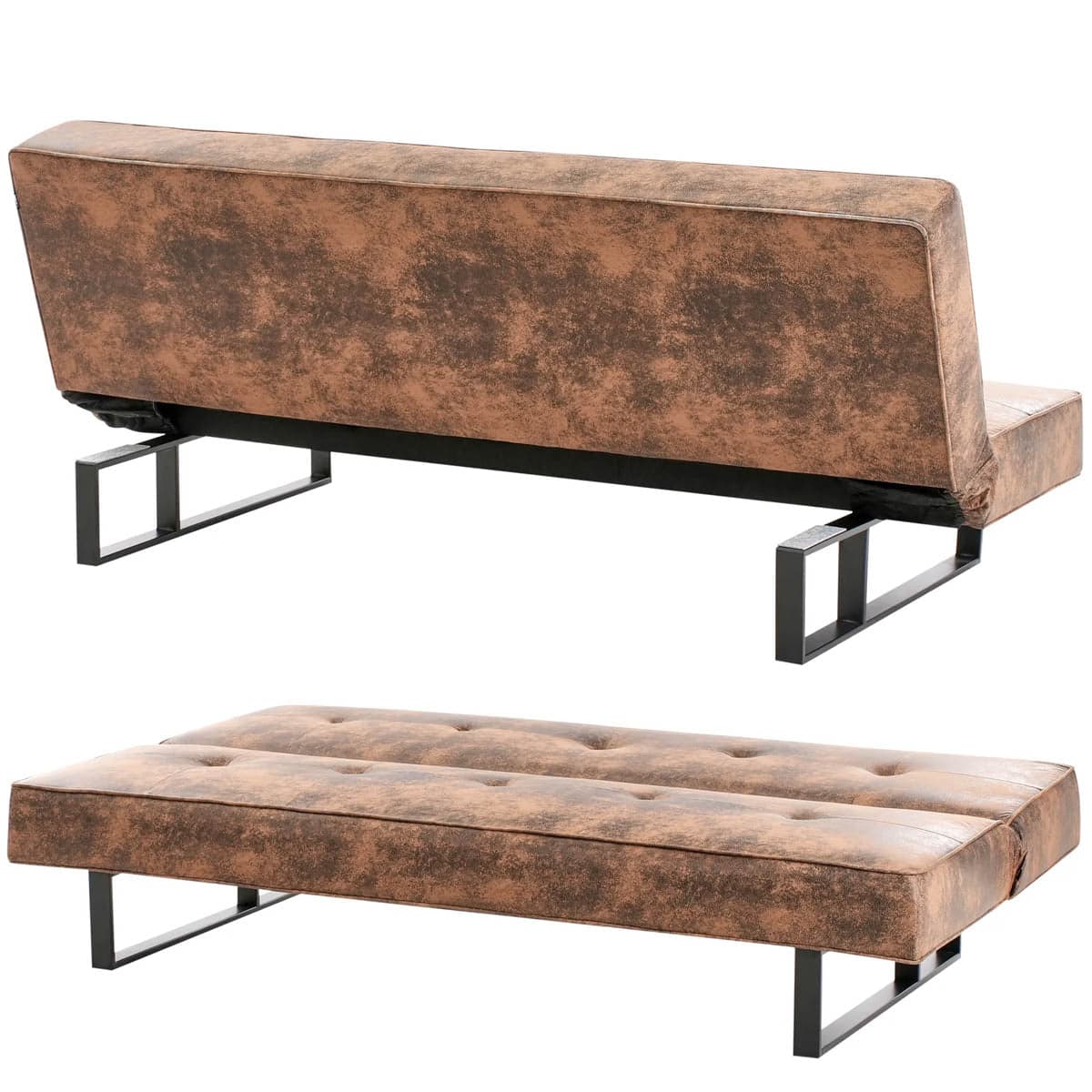 Divano letto 3 posti click clack modello Derby Pelle sintetica Marrone dorato in Divani Esplodia - Napoli, commercioVirtuoso.it