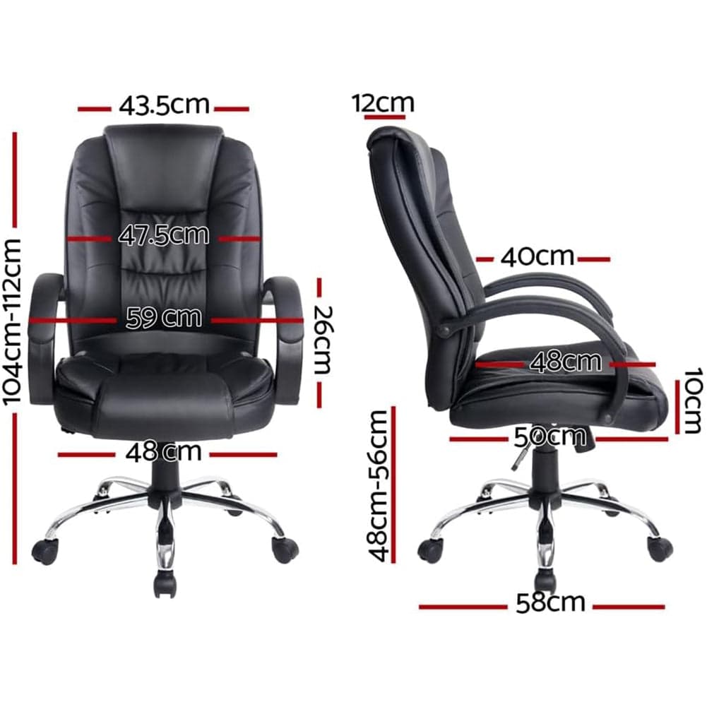 Poltrona Sedia Ufficio Presidenziale Girevole Direzionale Ecopelle Nera Ergonomica in Sedie da scrivania Danyx - Casoria, commercioVirtuoso.it