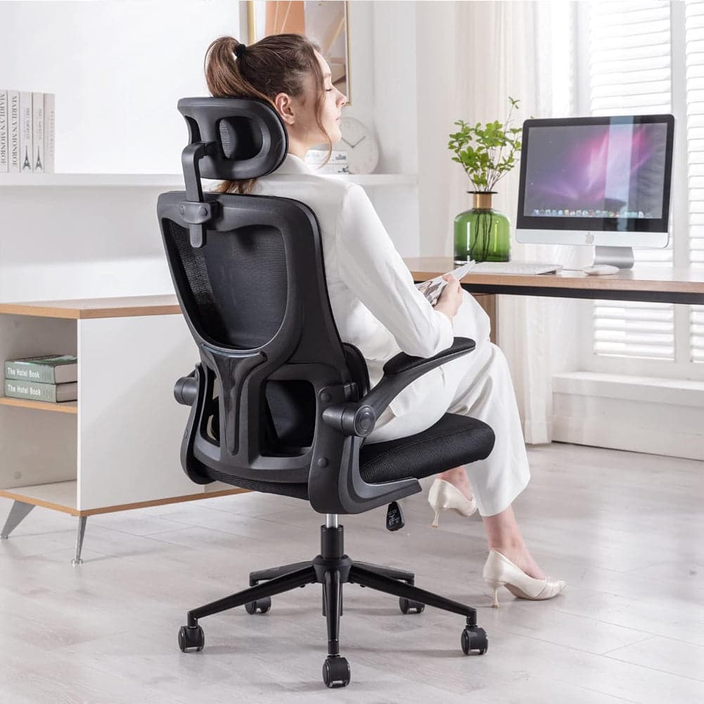 Sedia Ufficio Ergonomica con Supporto Lombare Rete Traspirante e Poggiatesta Regolabile Nero in Sedie da scrivania Danyx - Casoria, commercioVirtuoso.it