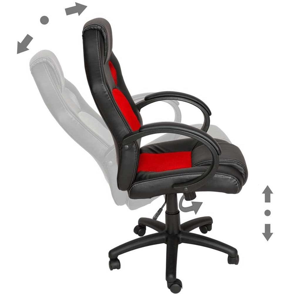 Sedia Poltrona Ufficio Direzionale Gaming Ergonomica Girevole in Ecopelle Nero Rosso in Sedie da scrivania Danyx - Casoria, commercioVirtuoso.it