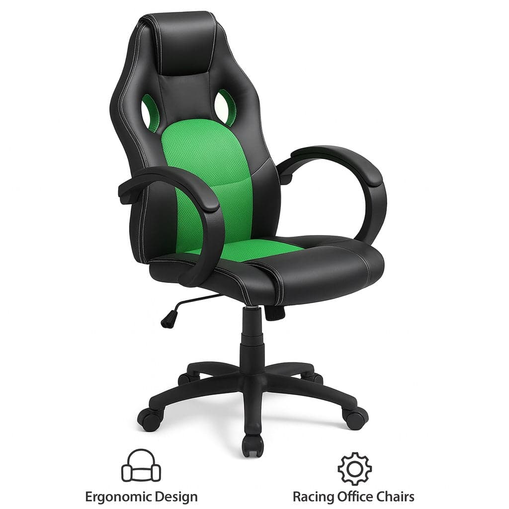 Sedia Poltrona Ufficio Direzionale Gaming Ergonomica Girevole in Ecopelle Nero Verde in Sedie da scrivania Danyx - Casoria, commercioVirtuoso.it