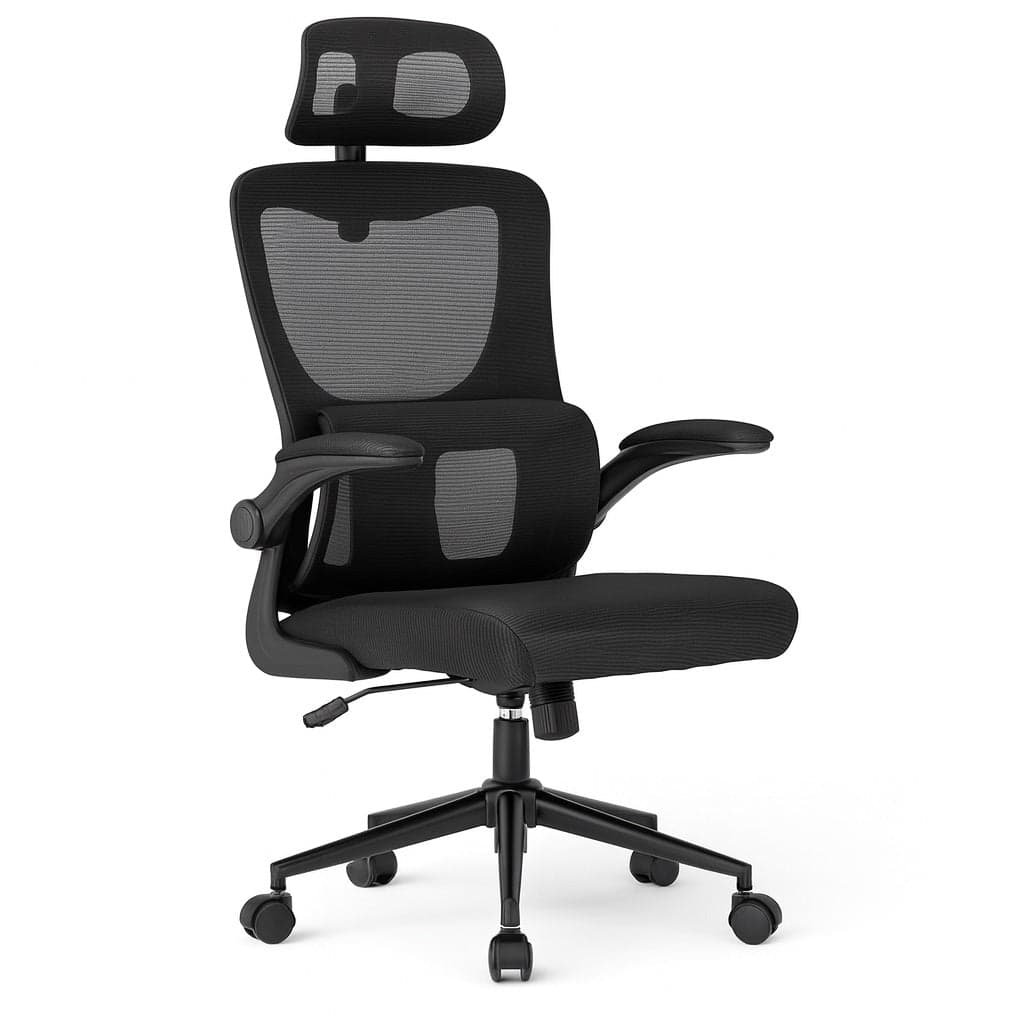 Sedia Ufficio Ergonomica con Supporto Lombare Rete Traspirante e Poggiatesta Regolabile Nero in Sedie da scrivania Danyx - Casoria, commercioVirtuoso.it