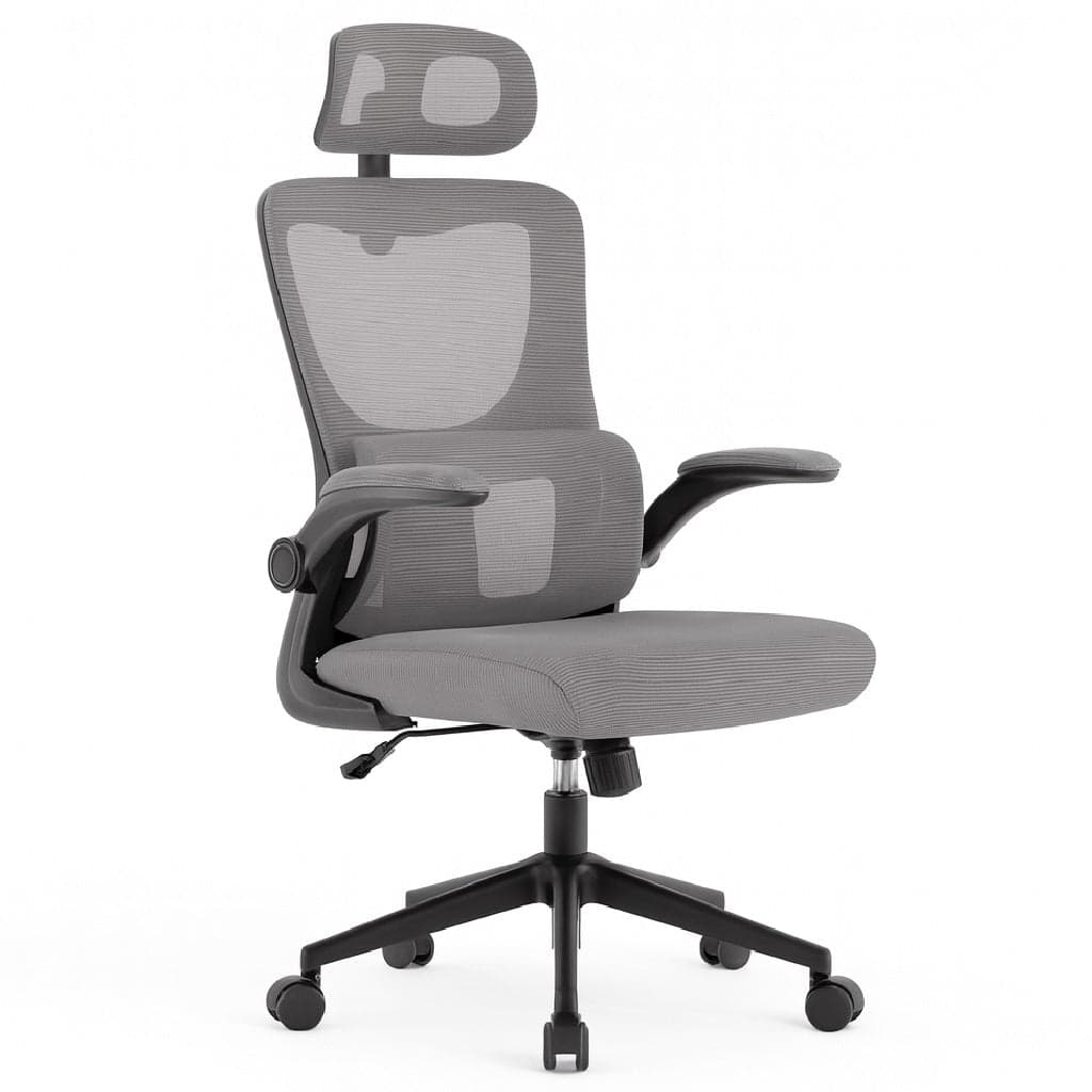 Sedia Ufficio Ergonomica con Supporto Lombare Rete Traspirante e Poggiatesta Regolabile Grigio in Sedie da scrivania Danyx - Casoria, commercioVirtuoso.it