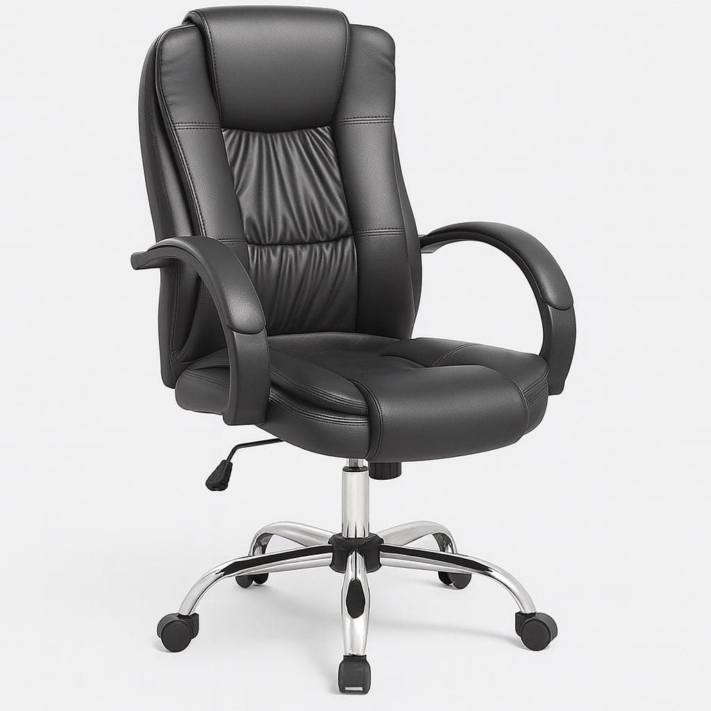 Poltrona Sedia Ufficio Presidenziale Girevole Direzionale Ecopelle Nera Ergonomica in Sedie da scrivania Danyx - Casoria, commercioVirtuoso.it