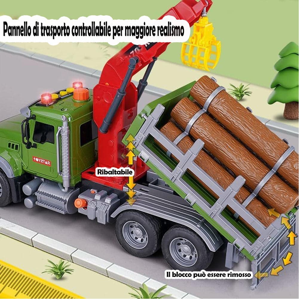 Camion Giocattolo con Tronchi Legno e Gru Veicolo Gioco per Bambini Idea Regalo in Camion Esplodia - Napoli, commercioVirtuoso.it