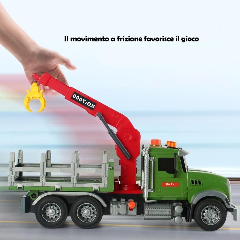 Camion Giocattolo con Tronchi Legno e Gru Veicolo Gioco per Bambini Idea Regalo in Camion Esplodia - Napoli, commercioVirtuoso.it