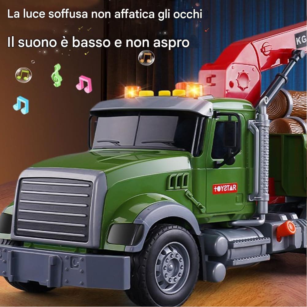 Camion Giocattolo con Tronchi Legno e Gru Veicolo Gioco per Bambini Idea Regalo in Camion Esplodia - Napoli, commercioVirtuoso.it