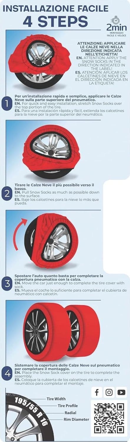 SET 2 CALZE DA NEVE CATENE PER AUTO OMOLOGATE IN TESSUTO 3D PER GRANDE ADERENZA in Calze da neve Trade Shop italia - Napoli, commercioVirtuoso.it