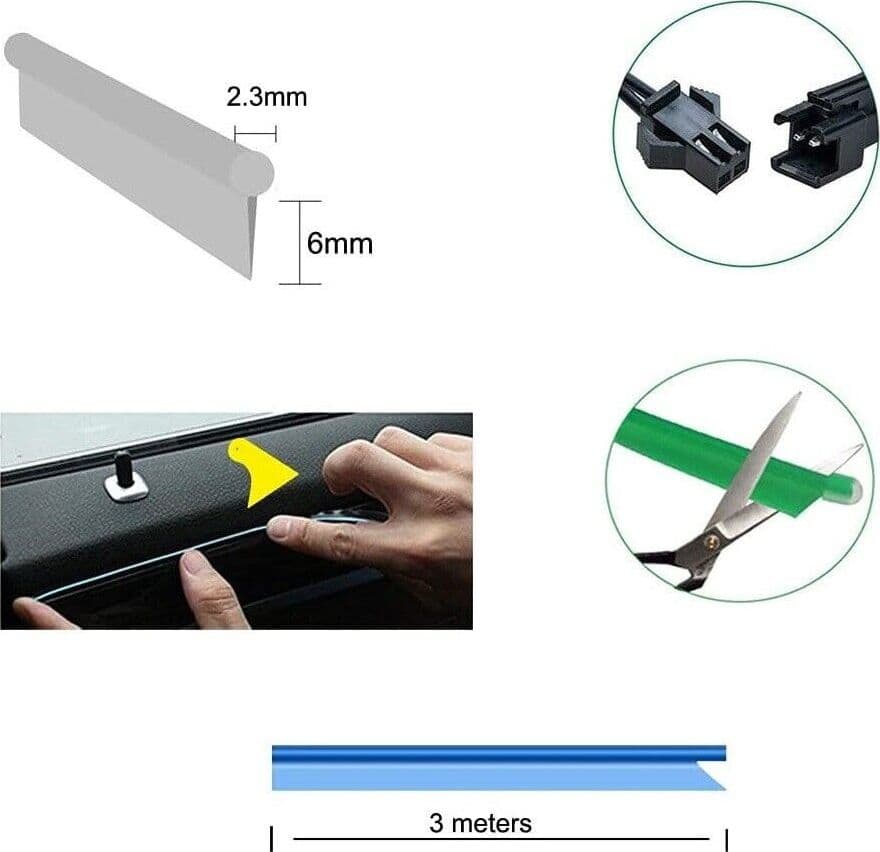 STRISCIA STRIP LED PER INTERNI AUTO A 12V FIBRA OTTICA LUCE DECORATIVA ATMOSFERA in Luci abitacolo Trade Shop italia - Napoli, commercioVirtuoso.it