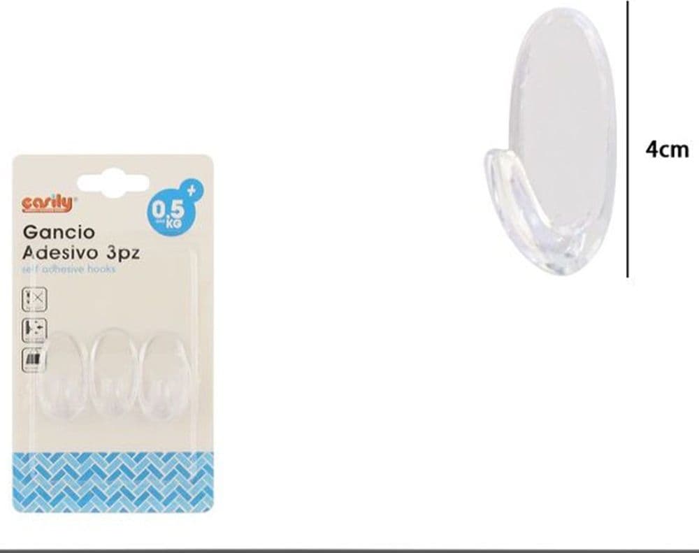 SET 3PZ GANCI APPENDINI ADESIVI TRASPARENTI PARETE CASA ATTACCAPANNI OVALI 87014 in Ganci portasciugamani Trade Shop italia - Napoli, commercioVirtuoso.it