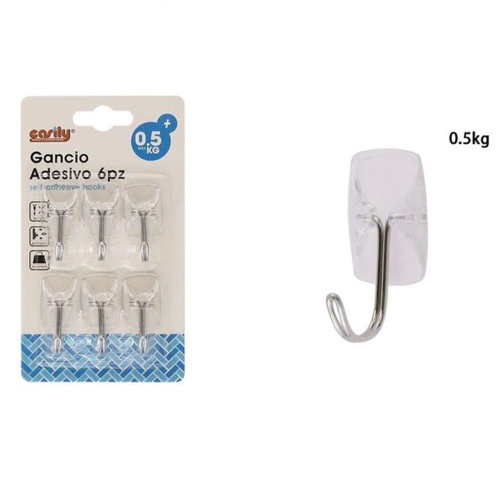 SET 6 PZ GANCI APPENDINI ADESIVI TRASPARENTI DA PARETE CASA ATTACCAPANNI 87015 in Ganci portasciugamani Trade Shop italia - Napoli, commercioVirtuoso.it