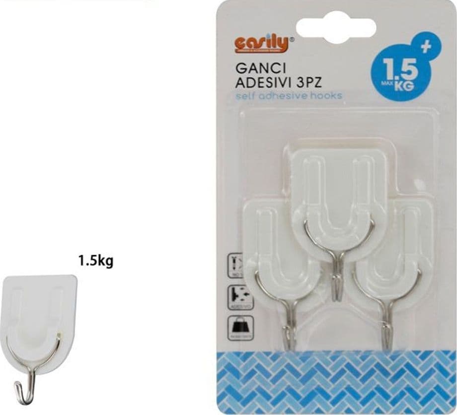 SET 3 PEZZI GANCIO ATTACCAPANNI ADESIVO PARETE LEGNO PORTE FASHION HOOK 59669 in Ganci portasciugamani Trade Shop italia - Napoli, commercioVirtuoso.it