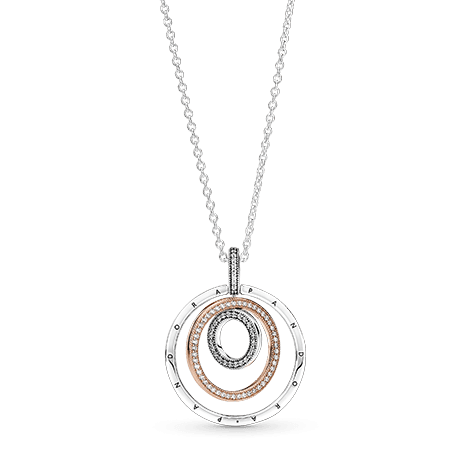 PANDORA Collana e pendente Cerchi bicolore